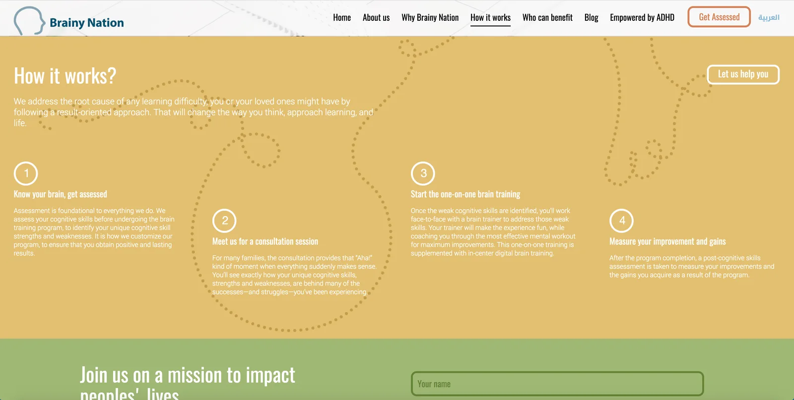 A Brainy Nation programme page showing reusable content and visual components.
