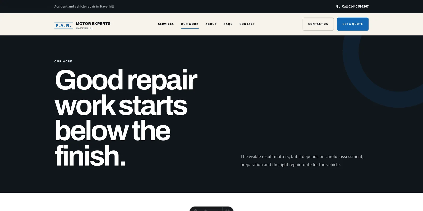 The F.A.R. Motor Experts our-work page describing the repair process.