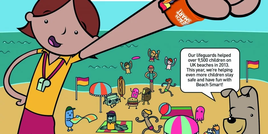 RNLI summer safety campaign artwork used to support the Beach Smart message.